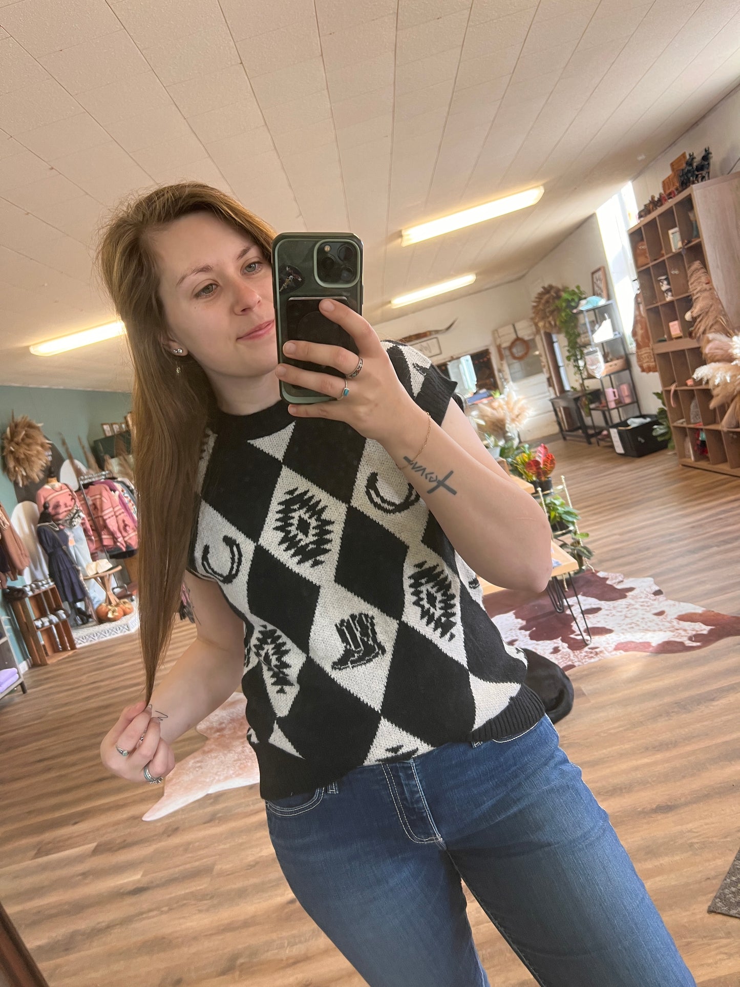 Boots & Blush Sweater Vest