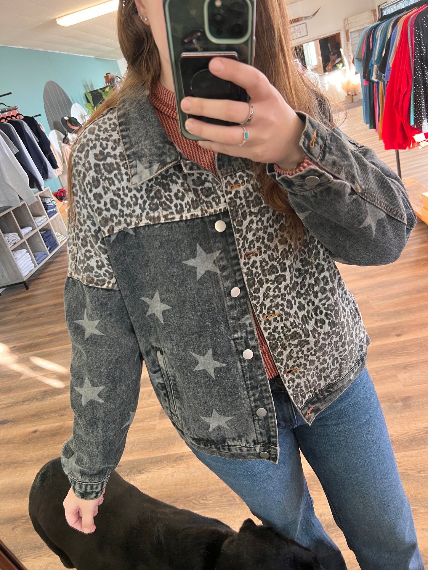 Leopard & Star Jean Jacket