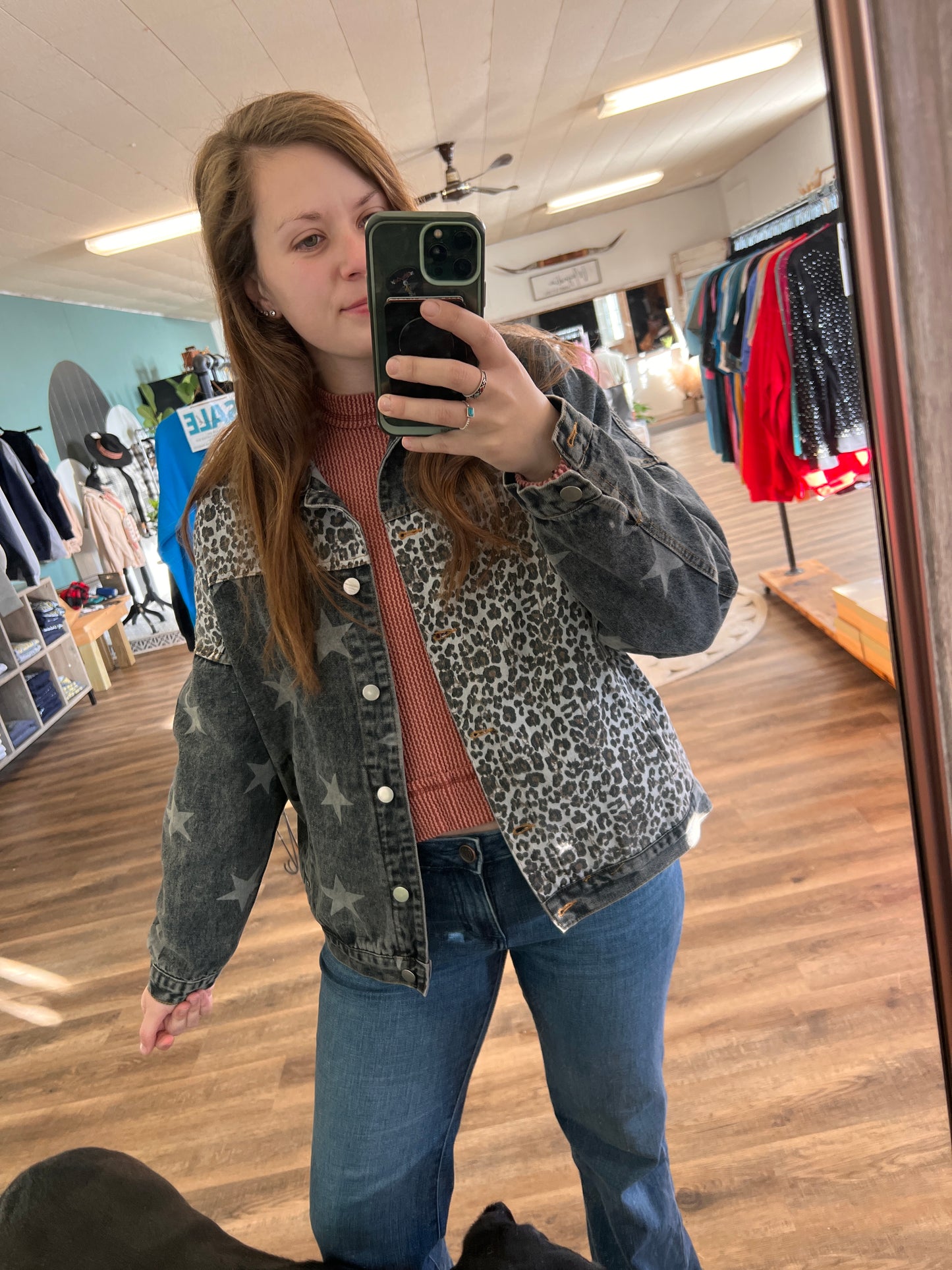 Leopard & Star Jean Jacket