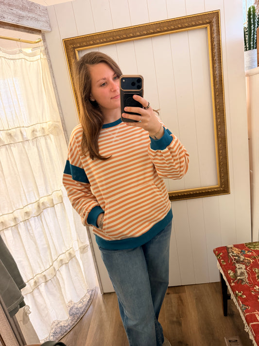 Colorblock Stripe Crewneck