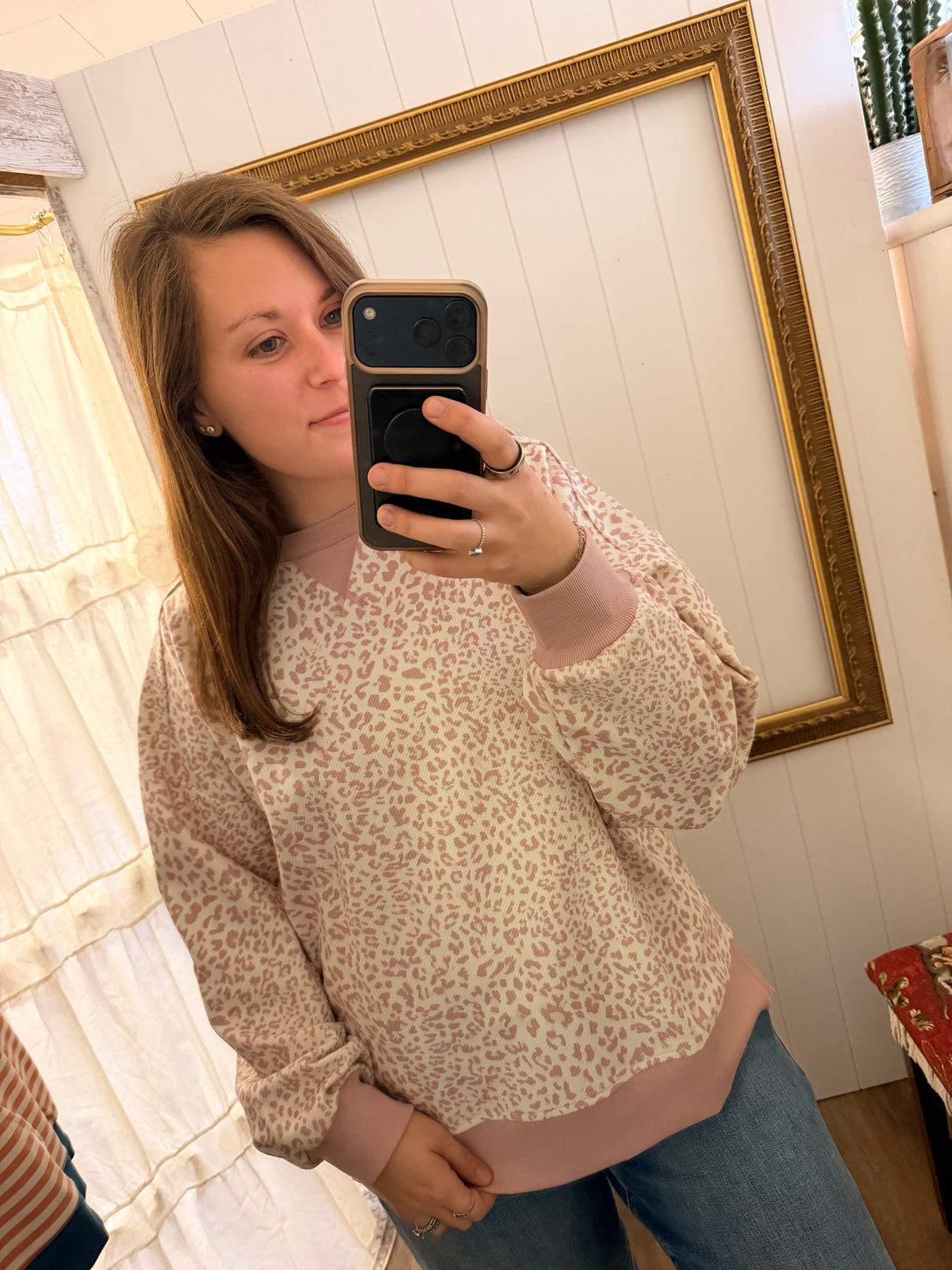 Pink Leopard Crewneck