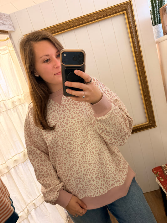 Pink Leopard Crewneck